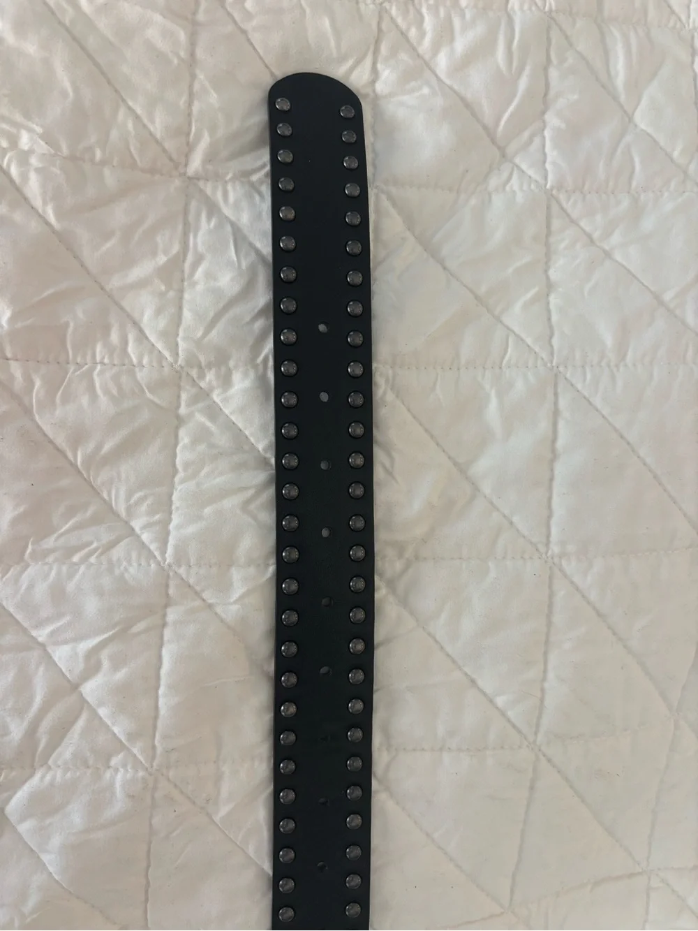 EUC Black Studded Leather (or faux) Belt 44” unisex no material/size stamp